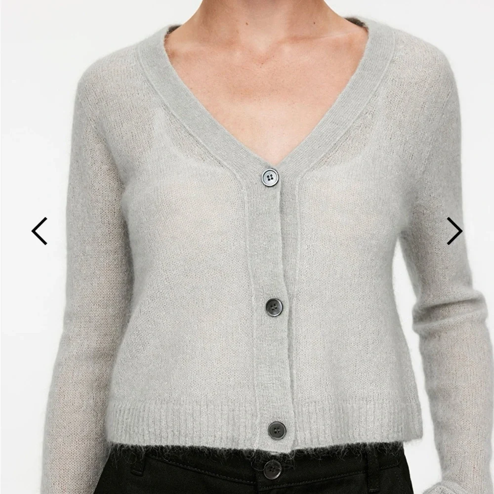 Arket NWOT | Grey Mohair Wool Blend Cardigan | EU L
